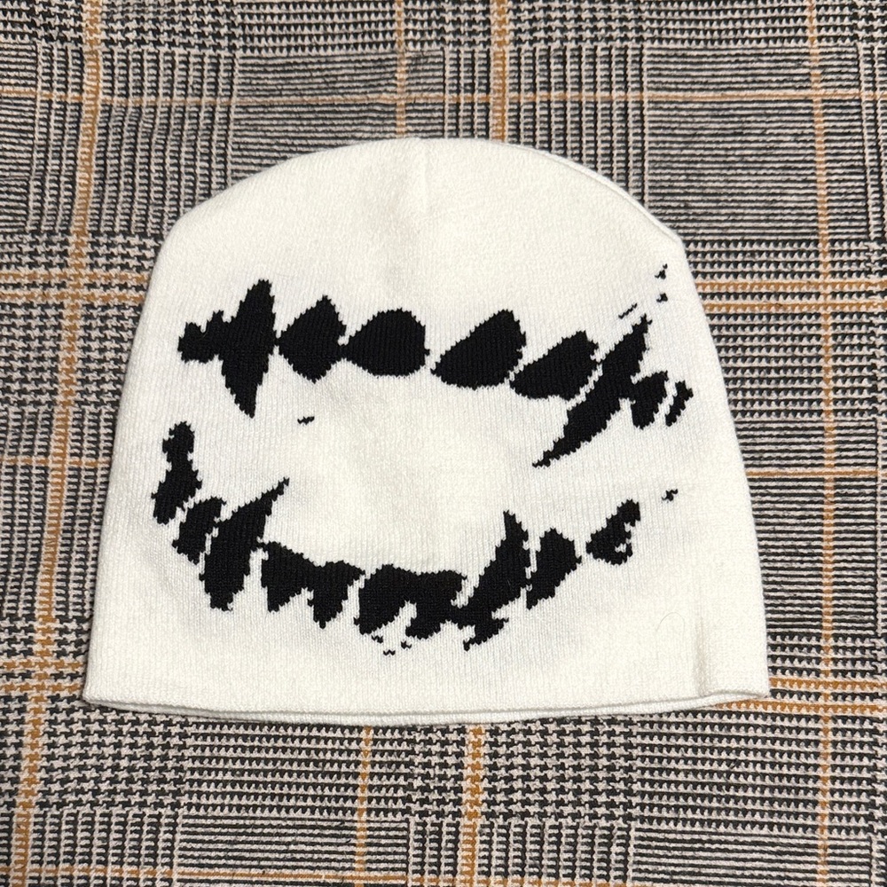 Kids White and Black Beanie